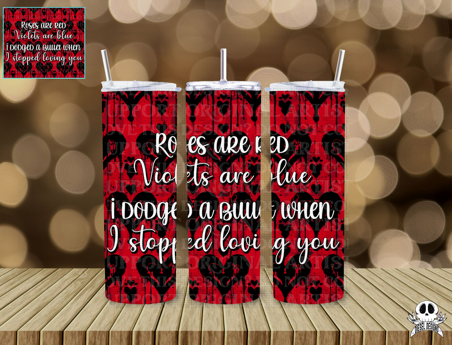 Roses Are Red Tumbler Wrap | 20oz. Tumbler Wrap | 300 DPI | Digital File Only