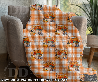 Fall Checkered Seamless Designs| 300 DPI | Seamless 12"x12" | Includes 2 Sizes