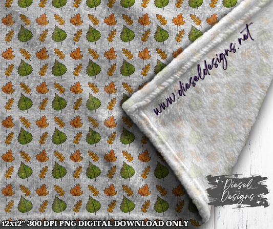 Fall Leaf Seamless Design | 300 DPI | Seamless 12"x12" | PNG File