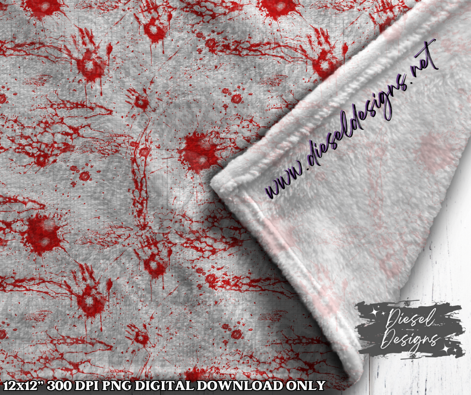 Blood Splatter & Handprints Seamless Design | 300 DPI | Seamless 12"x12" | 2 sizes Included