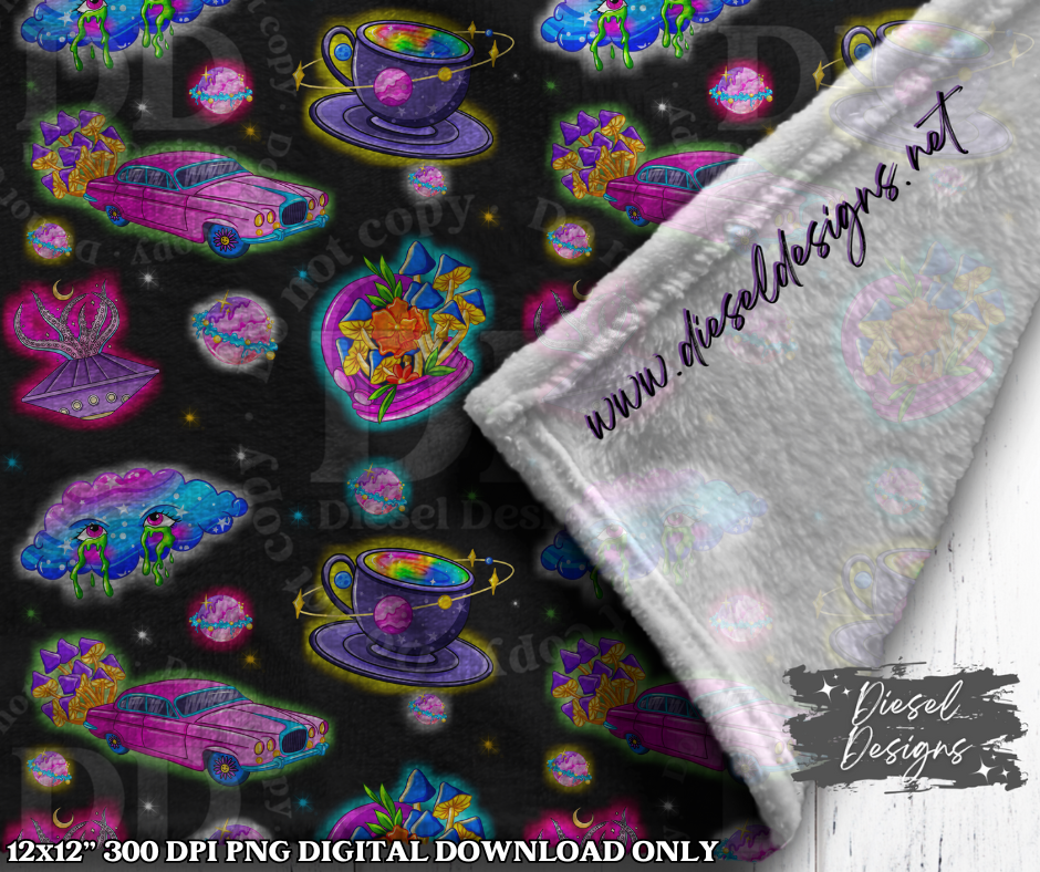 Funky Outer Space Seamless Designs | 300 DPI | Seamless 12"x12" | Includes 2 Sizes