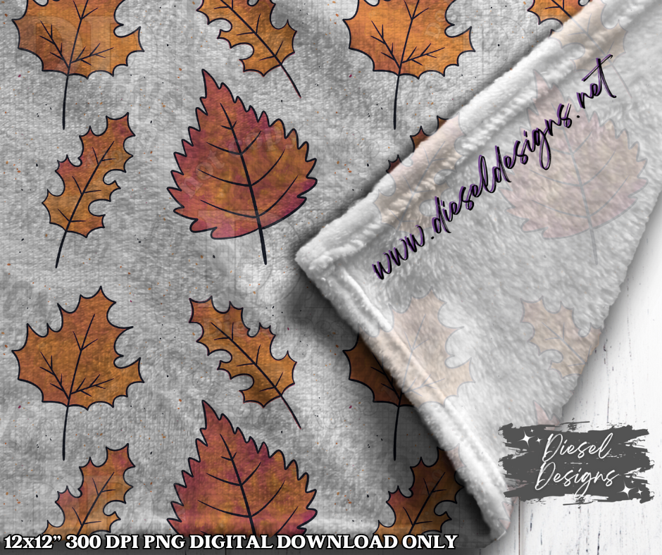 Autumn Leaves Seamless Design | 300 DPI | Seamless 12"x12" | PNG File | 2 Sizes Included