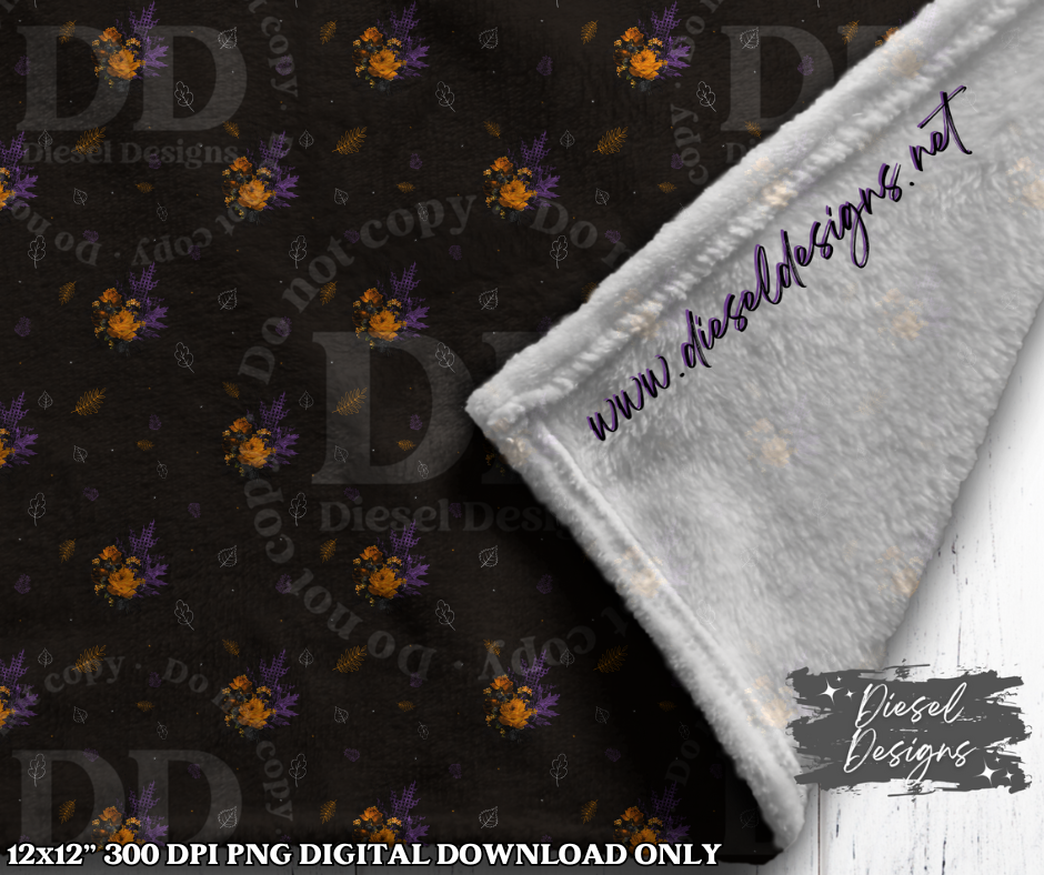 Purple & Orange Fall Seamless Designs | 300 DPI | Seamless 12"x12" | 2 sizes Included