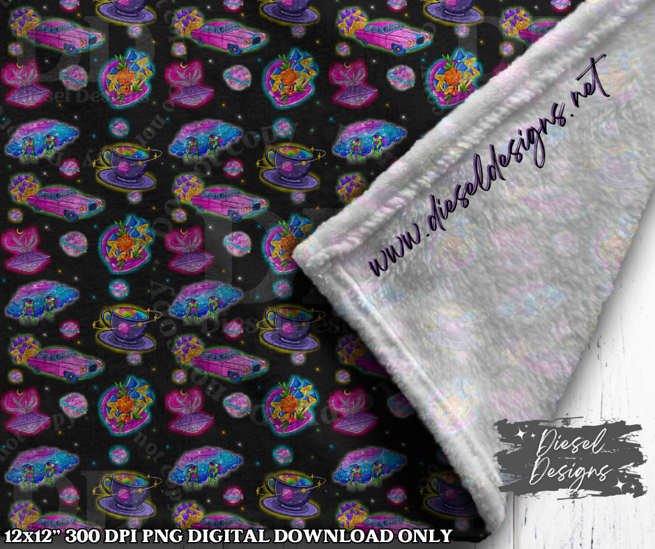 Funky Outer Space Seamless Designs | 300 DPI | Seamless 12"x12" | Includes 2 Sizes