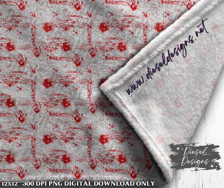 Blood Splatter & Handprints Seamless Design | 300 DPI | Seamless 12"x12" | 2 sizes Included