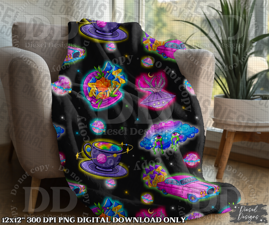 Funky Outer Space Seamless Designs | 300 DPI | Seamless 12"x12" | Includes 2 Sizes