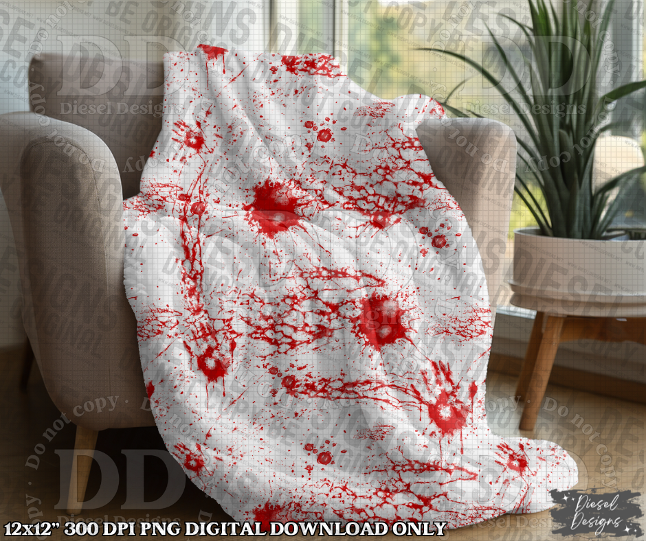 Blood Splatter & Handprints Seamless Design | 300 DPI | Seamless 12"x12" | 2 sizes Included