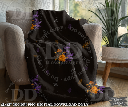 Purple & Orange Fall Seamless Designs | 300 DPI | Seamless 12"x12" | 2 sizes Included