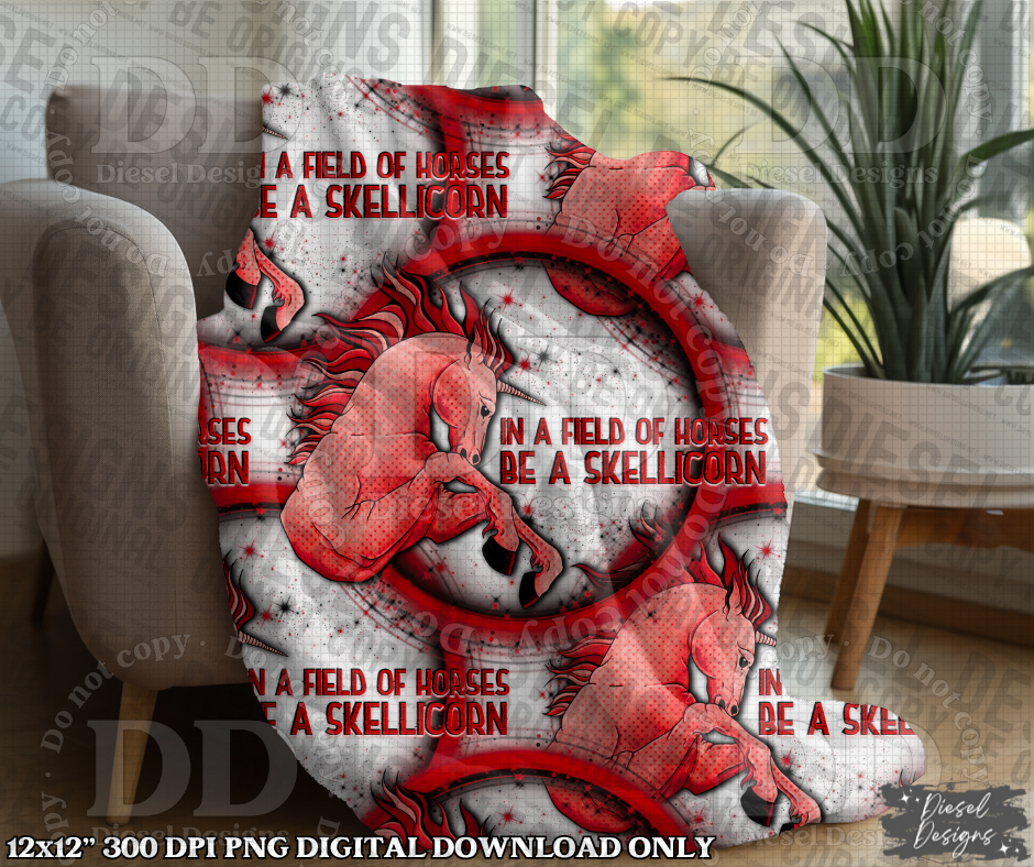 Red Skelliecorn Seamless Design V3| 300 DPI | Seamless 12"x12" | 2 sizes Included |