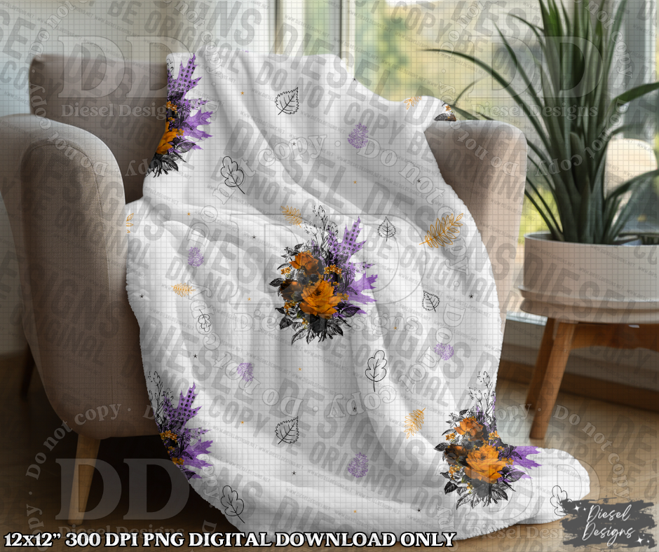 White & Purple Fall Seamless Designs | 300 DPI | Seamless 12"x12" | 2 sizes Included