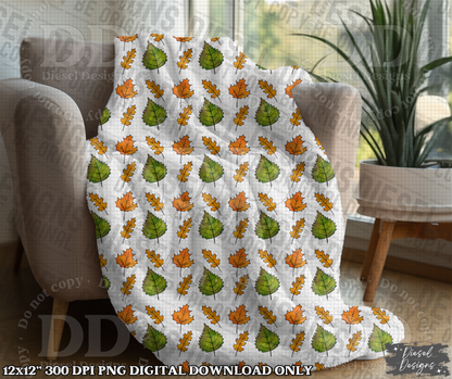 Fall Leaf Seamless Design | 300 DPI | Seamless 12"x12" | PNG File