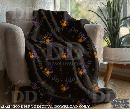 Purple & Orange Fall Seamless Designs | 300 DPI | Seamless 12"x12" | 2 sizes Included