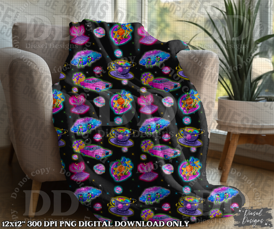 Funky Outer Space Seamless Designs | 300 DPI | Seamless 12"x12" | Includes 2 Sizes