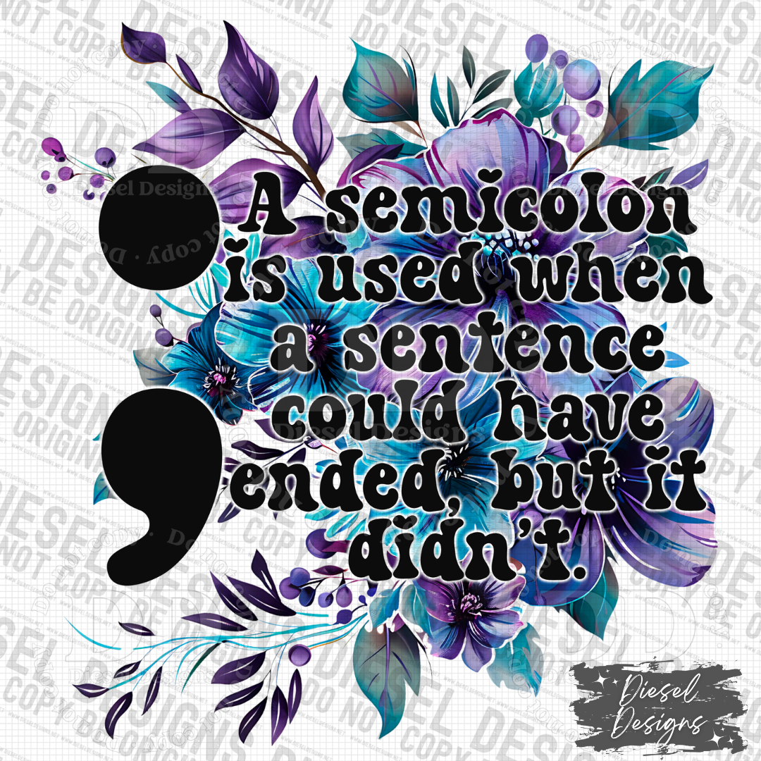 Semicolon Suicide Awareness PNG  | 300 DPI | Transparent PNG | Digital File Only