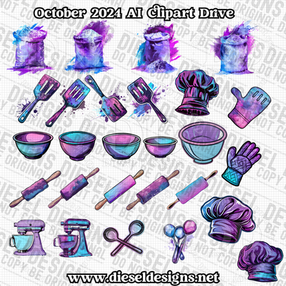 October Clipart Drive - AI Assisted | 300 DPI | Transparent PNG | Clipart