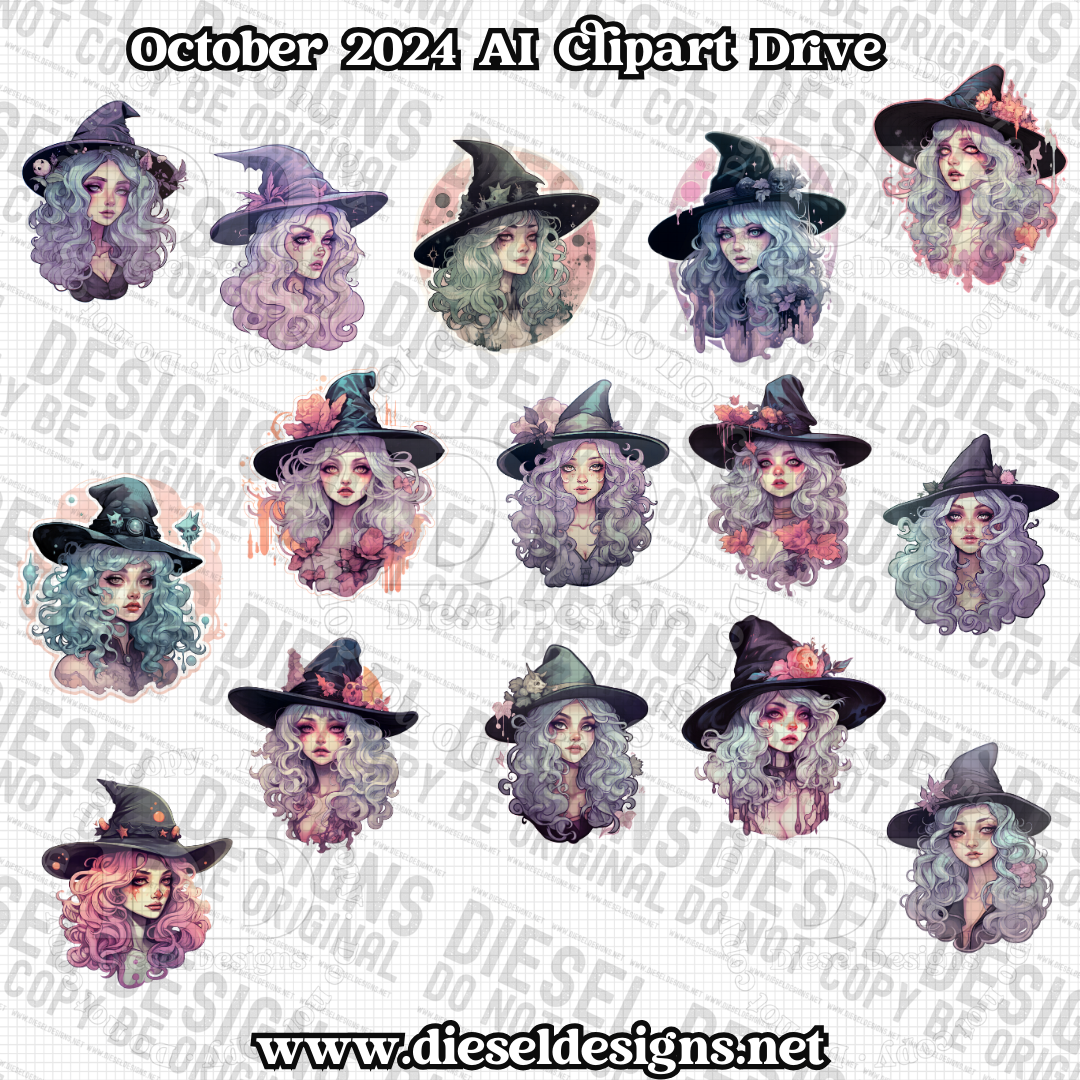 October Clipart Drive - AI Assisted | 300 DPI | Transparent PNG | Clipart