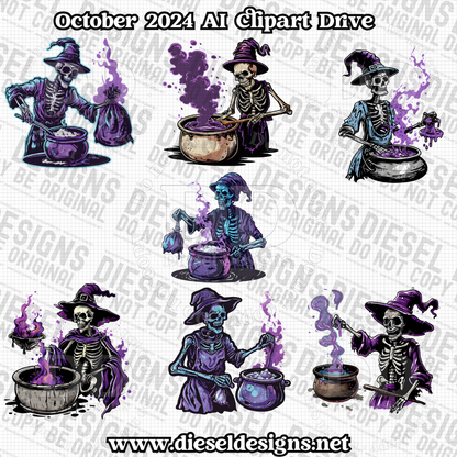 October Clipart Drive - AI Assisted | 300 DPI | Transparent PNG | Clipart