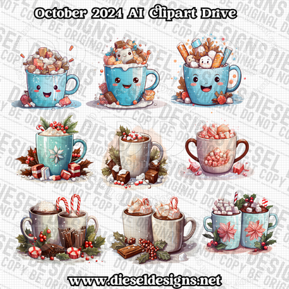 October Clipart Drive - AI Assisted | 300 DPI | Transparent PNG | Clipart