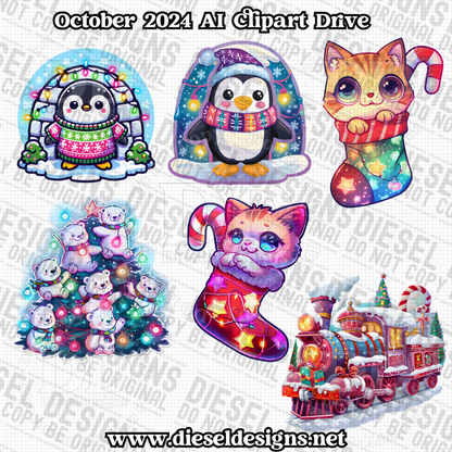 October Clipart Drive - AI Assisted | 300 DPI | Transparent PNG | Clipart