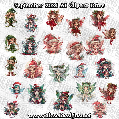 September 2024 Clipart Drive - AI Assisted | 300 DPI | Transparent PNG | Clipart