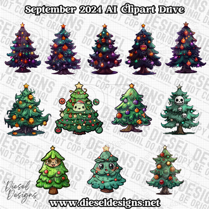 September 2024 Clipart Drive - AI Assisted | 300 DPI | Transparent PNG | Clipart