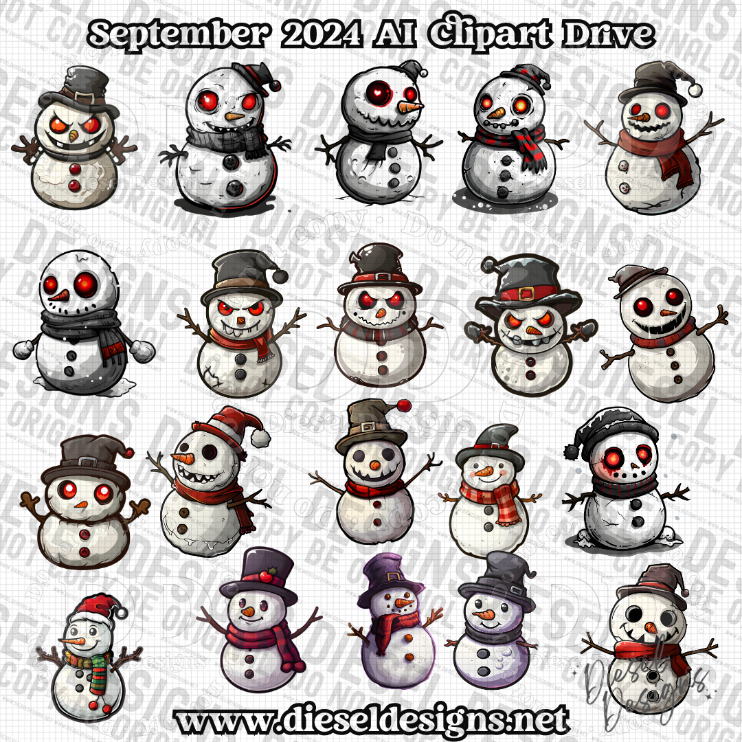 September 2024 Clipart Drive - AI Assisted | 300 DPI | Transparent PNG | Clipart