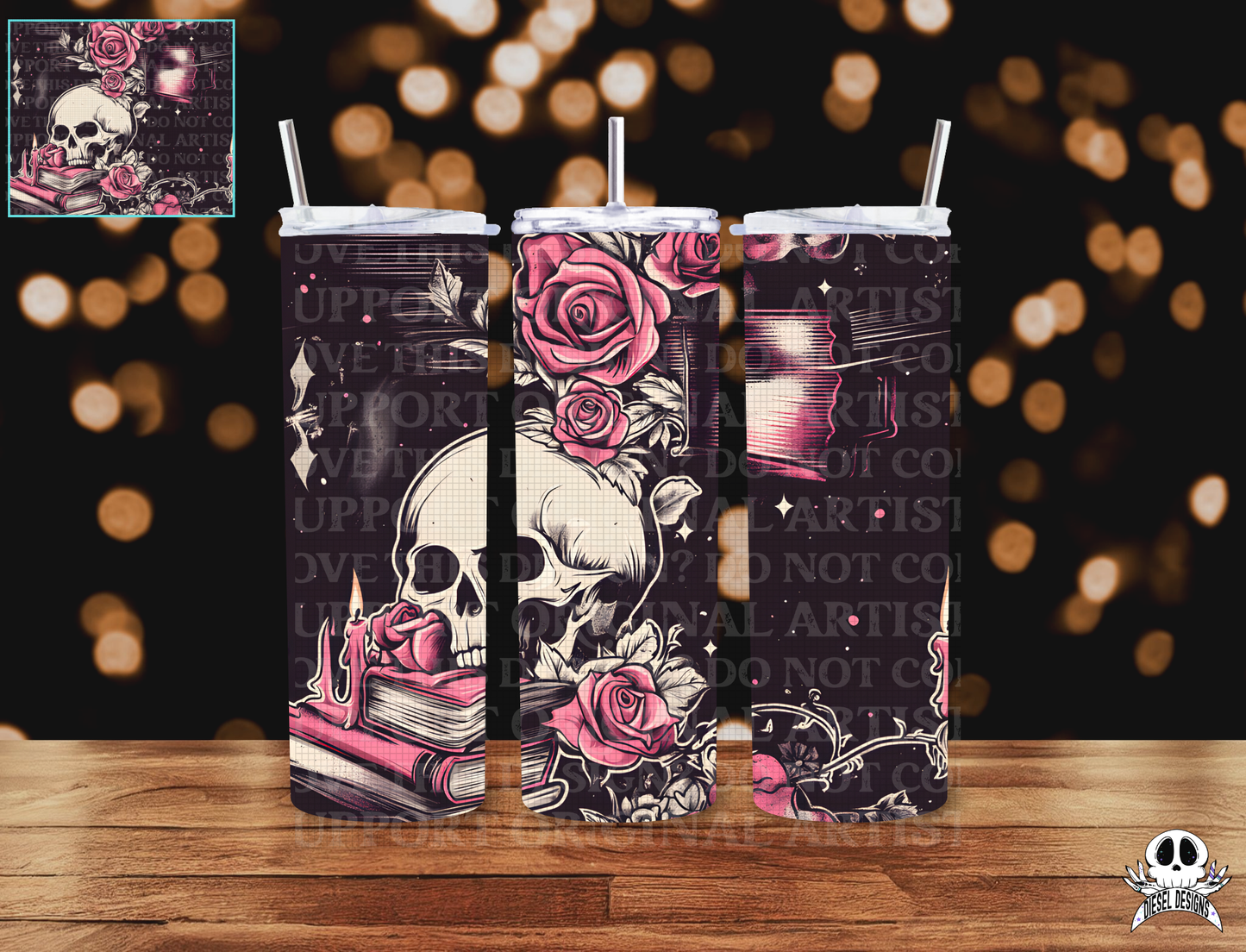 Skellie Books Tumbler Wrap | 20oz. Tumbler Wrap | 300 DPI | Digital File Only