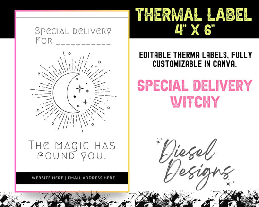 Special Delivery WItchy  Design 2  Thermal (4x6) | Thermal Label | Edit in Canva | 4" x 6" | Package Label