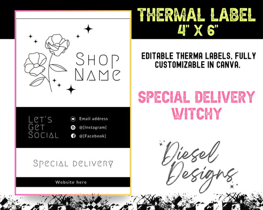 Special Delivery WItchy  Design 1  Thermal (4x6) | Thermal Label | Edit in Canva | 4" x 6" | Package Label