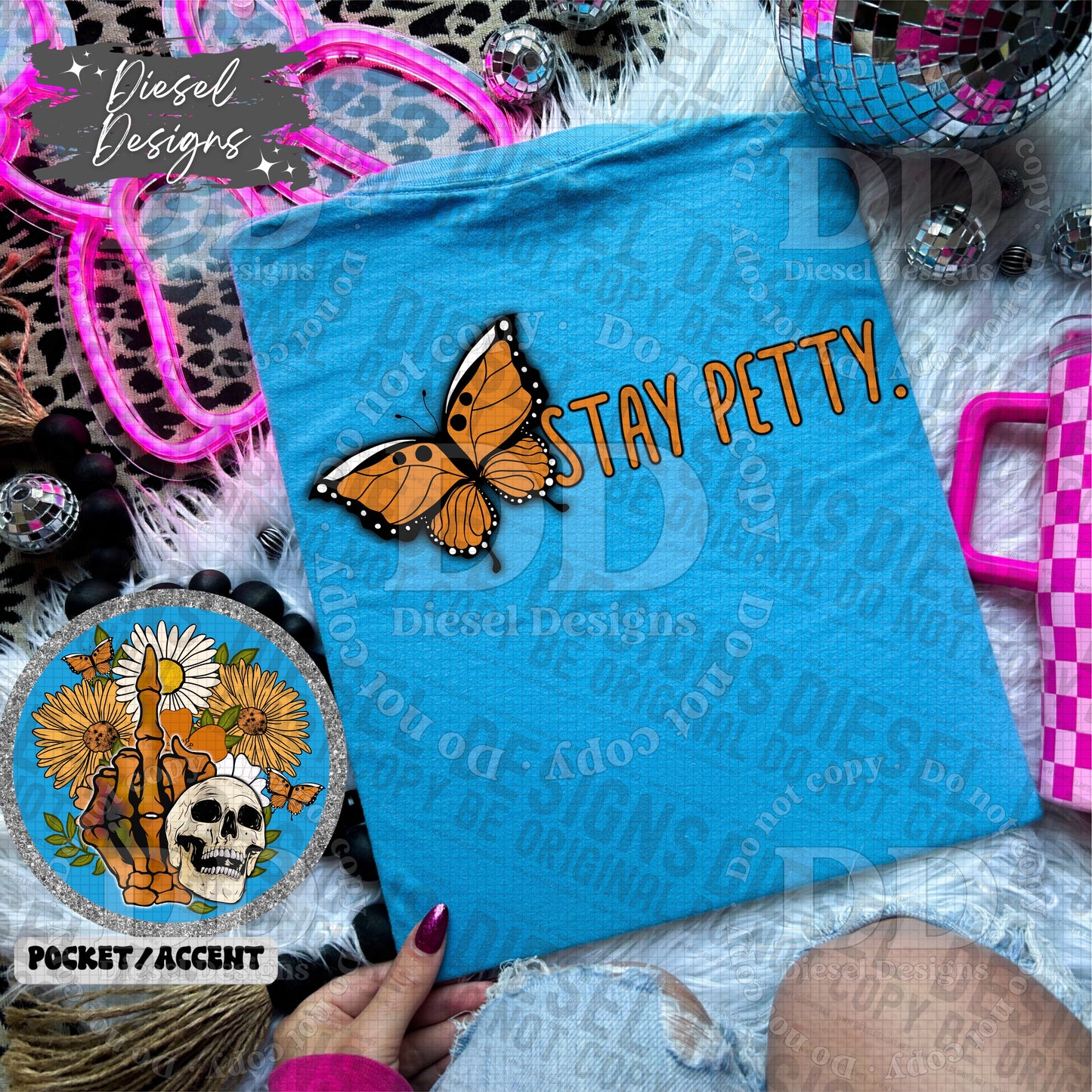 Stay Petty Butterfly Pocket Set | PNG | Pocket Set | 300 DPI | Transparent PNG | Digital File Only