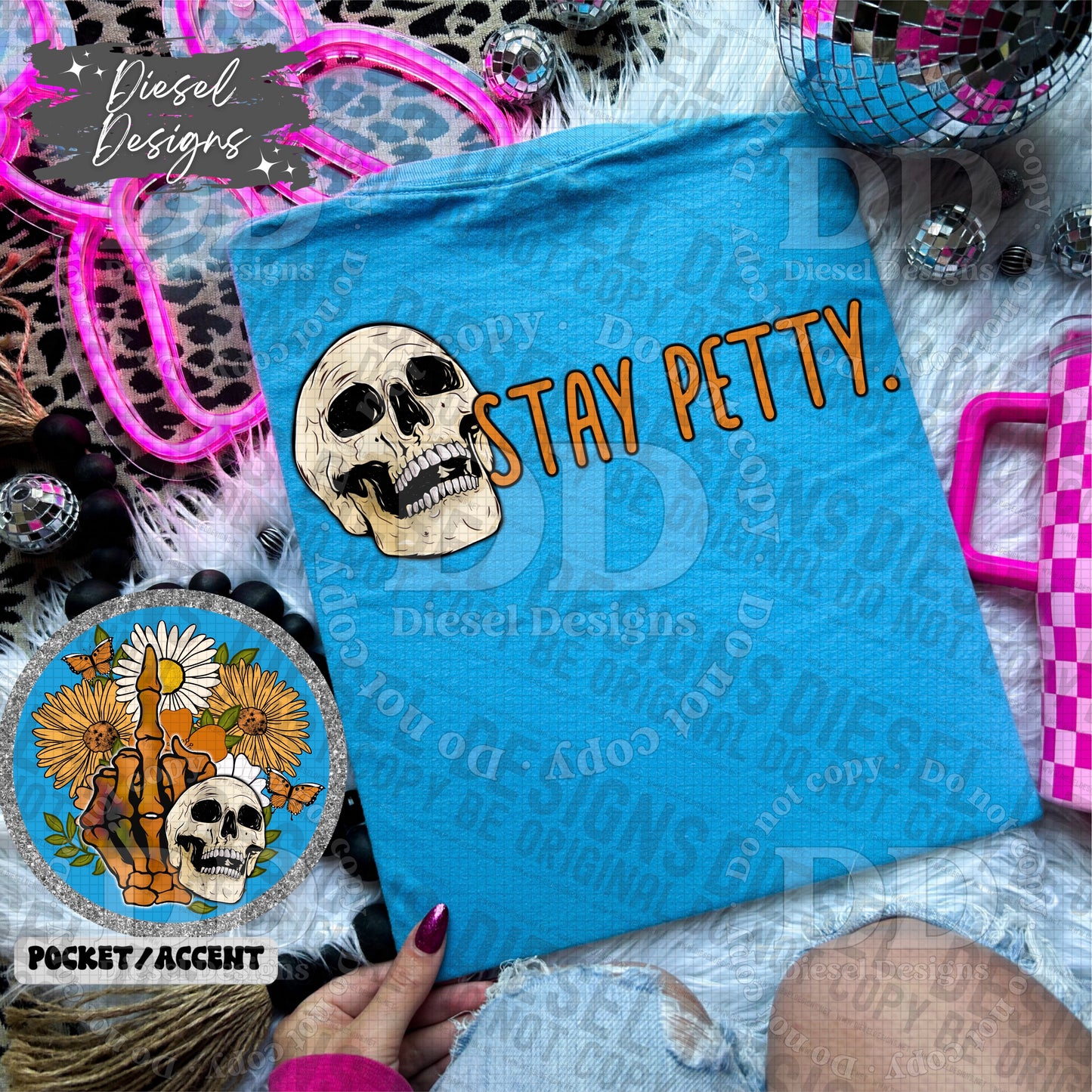 Stay Petty Skull Pocket Set | PNG | Pocket Set | 300 DPI | Transparent PNG | Digital File Only