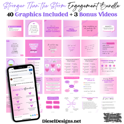 Stronger Than The Storm Engagement With 3 Bonus Videos | Engagement graphics | 40 Files | Canva Templates | Edit in Canva