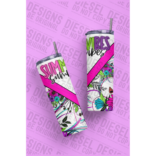 Summer Vibes 3 | 300 DPI | 20 oz Skinny Tumbler Wrap