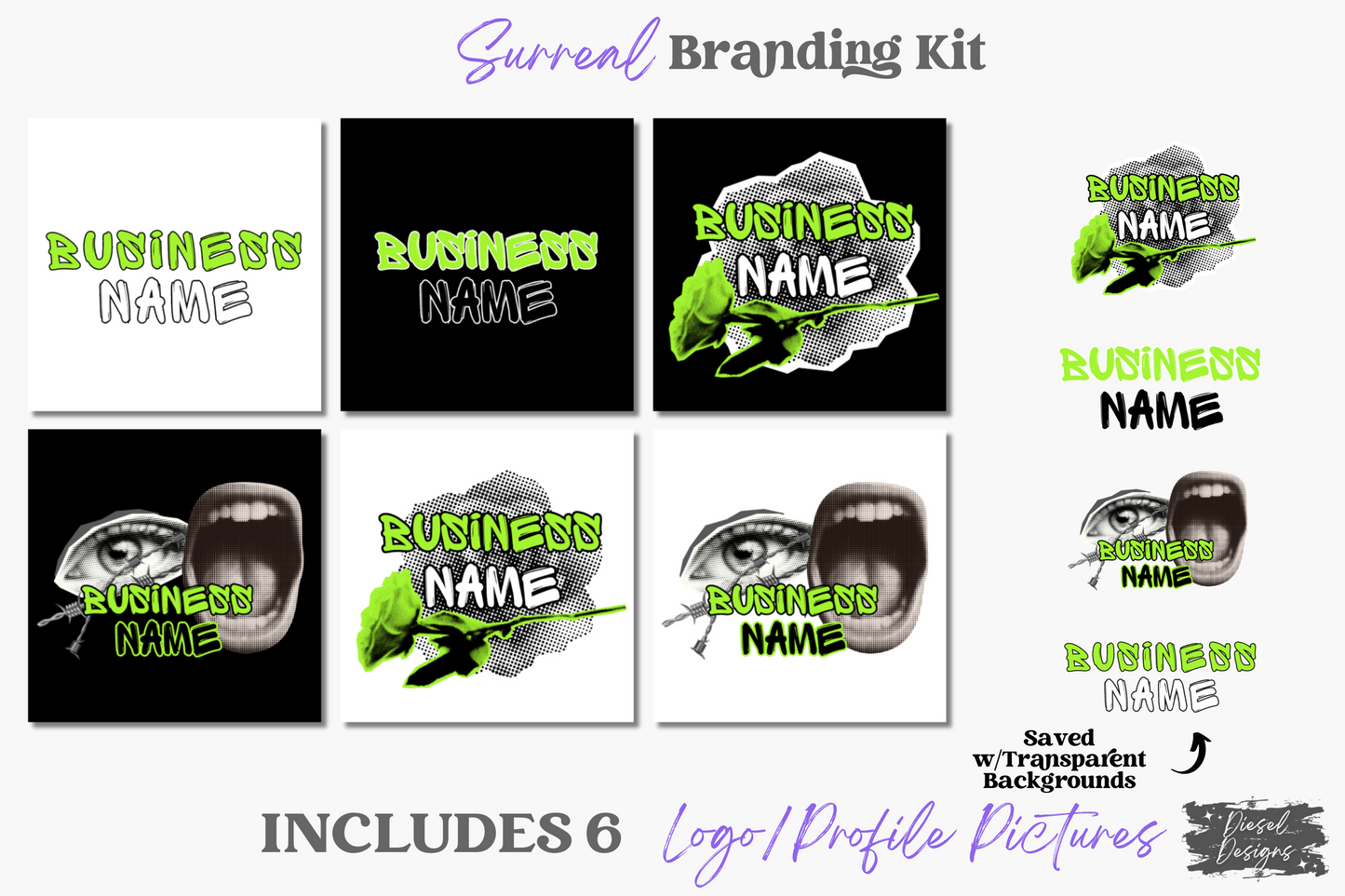 Surreal Business Branding Kit | Website Kit | Business Card | Logo | Facebook Cover | Editable in Canva