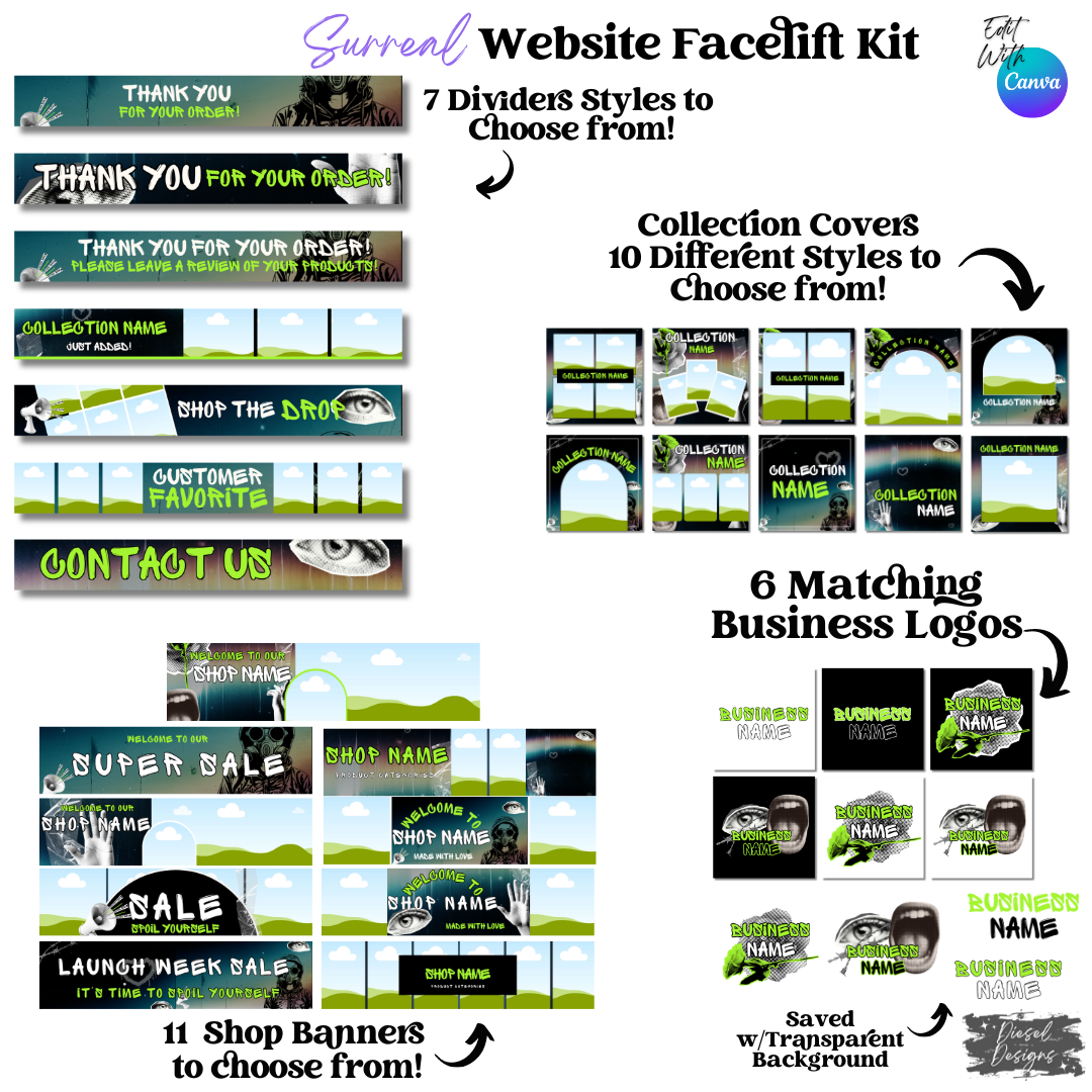 Surreal Website Kits | Website Kits | Editable graphics included