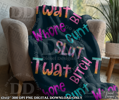 Swear Words Seamless | Seamless File | 300 DPI | 12" x 12" | Digital File only