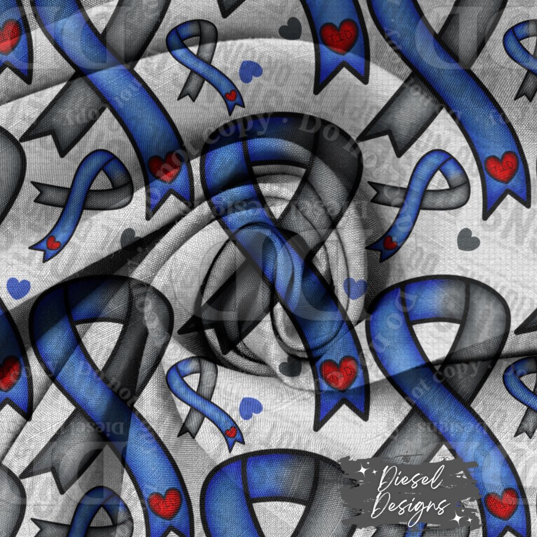 T1D Ribbon | Seamless File | 300 DPI | 12" x 12" | Digital File only