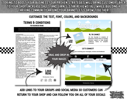 About Us and Terms & Conditions | Canva Editable | Editable graphics included