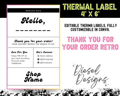 Retro Thermal Design Bundle  (4x6) Bundle | Thermal Label | Edit in Canva | 4" x 6" | Bundles | Package Label