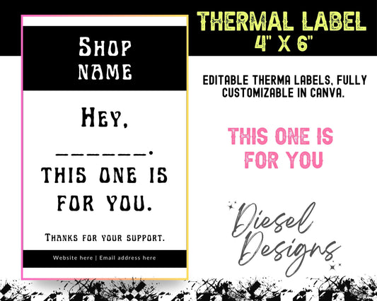 This One Is For You Western Theme Thermal Design (4x6) | Thermal Label | Edit in Canva | 4" x 6" | Package Label