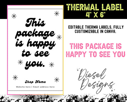 Retro Thermal Design Bundle  (4x6) Bundle | Thermal Label | Edit in Canva | 4" x 6" | Bundles | Package Label