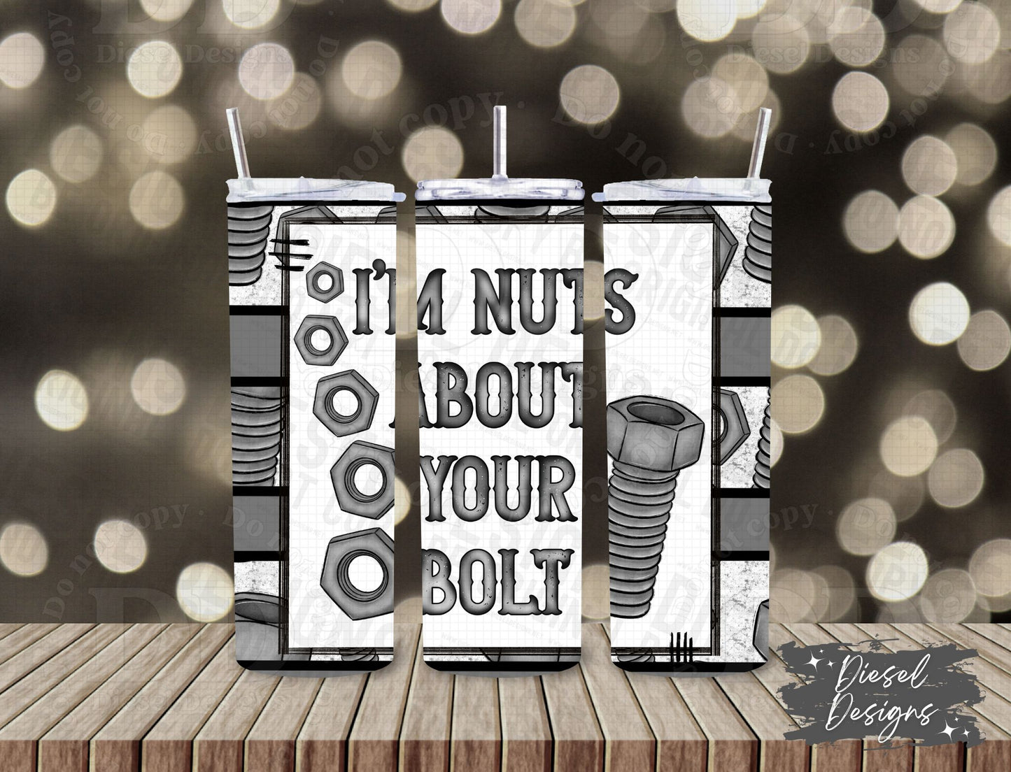 Nuts about your bolt Bundle | 300 DPI | PNG | Seamless | Tumbler Wraps