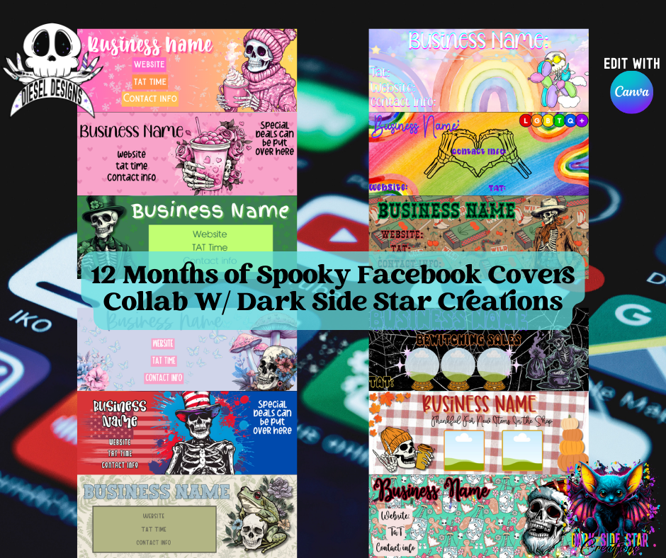 Spooky Facebook Group Cover Collab W/Dark Side Star Creations | Facebook Covers | Editable graphics included | Template | Canva | Collab