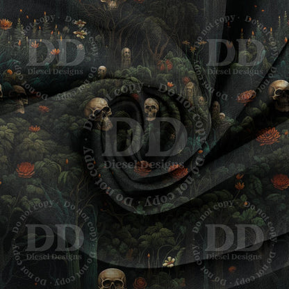 Wooded Skellie (Dark) | Seamless File | 300 DPI | 12" x 12"