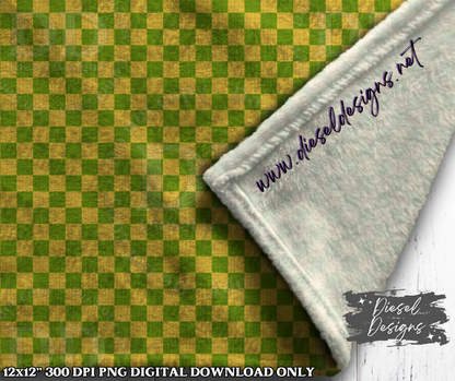 Yellow And Green Checkers Seamless Design | 300 DPI | Seamless 12"x12" | PNG File