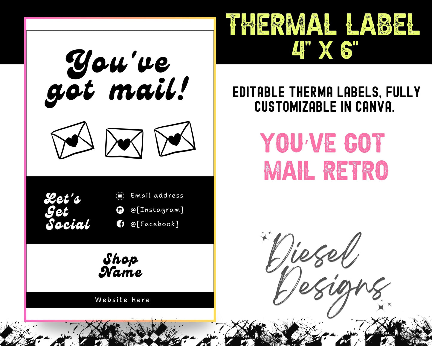 Retro Thermal Design Bundle  (4x6) Bundle | Thermal Label | Edit in Canva | 4" x 6" | Bundles | Package Label