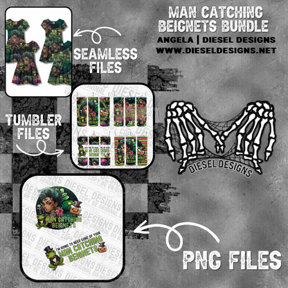 Man Catching Beignets Bundle | 300 DPI | PNG | Seamless | Tumbler Wraps