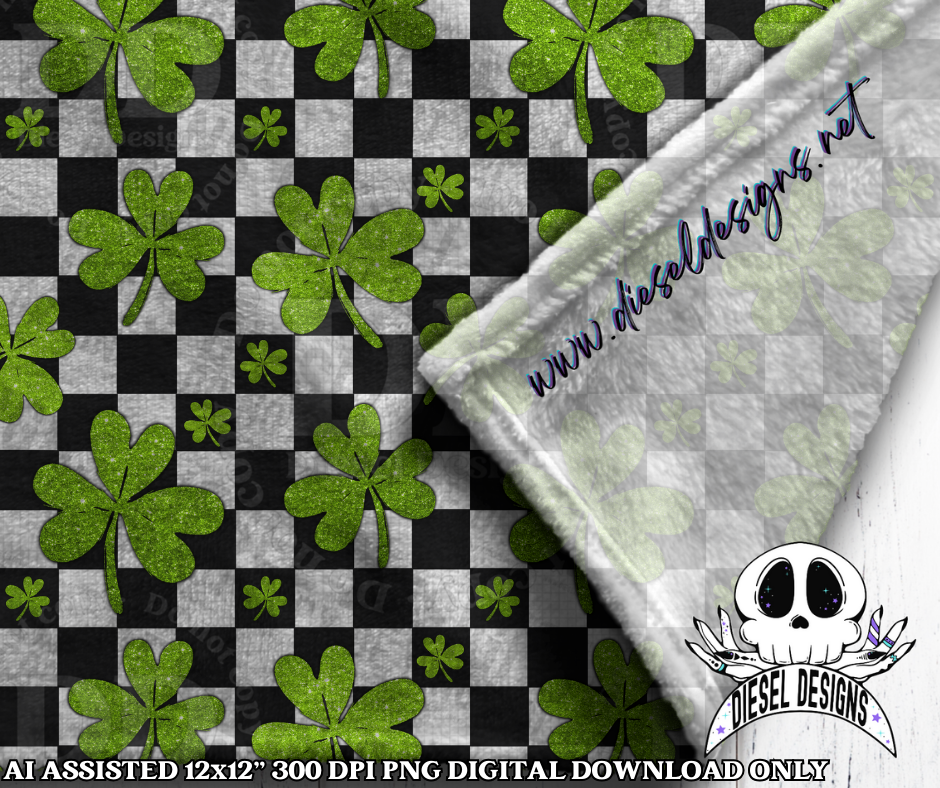 Clovers and Checkers Seamless | Seamless File | 300 DPI | 12" x 12" | Digital File only