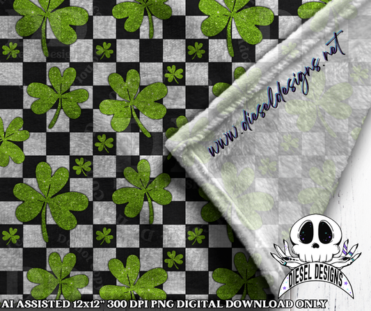 Clovers and Checkers Seamless | Seamless File | 300 DPI | 12" x 12" | Digital File only