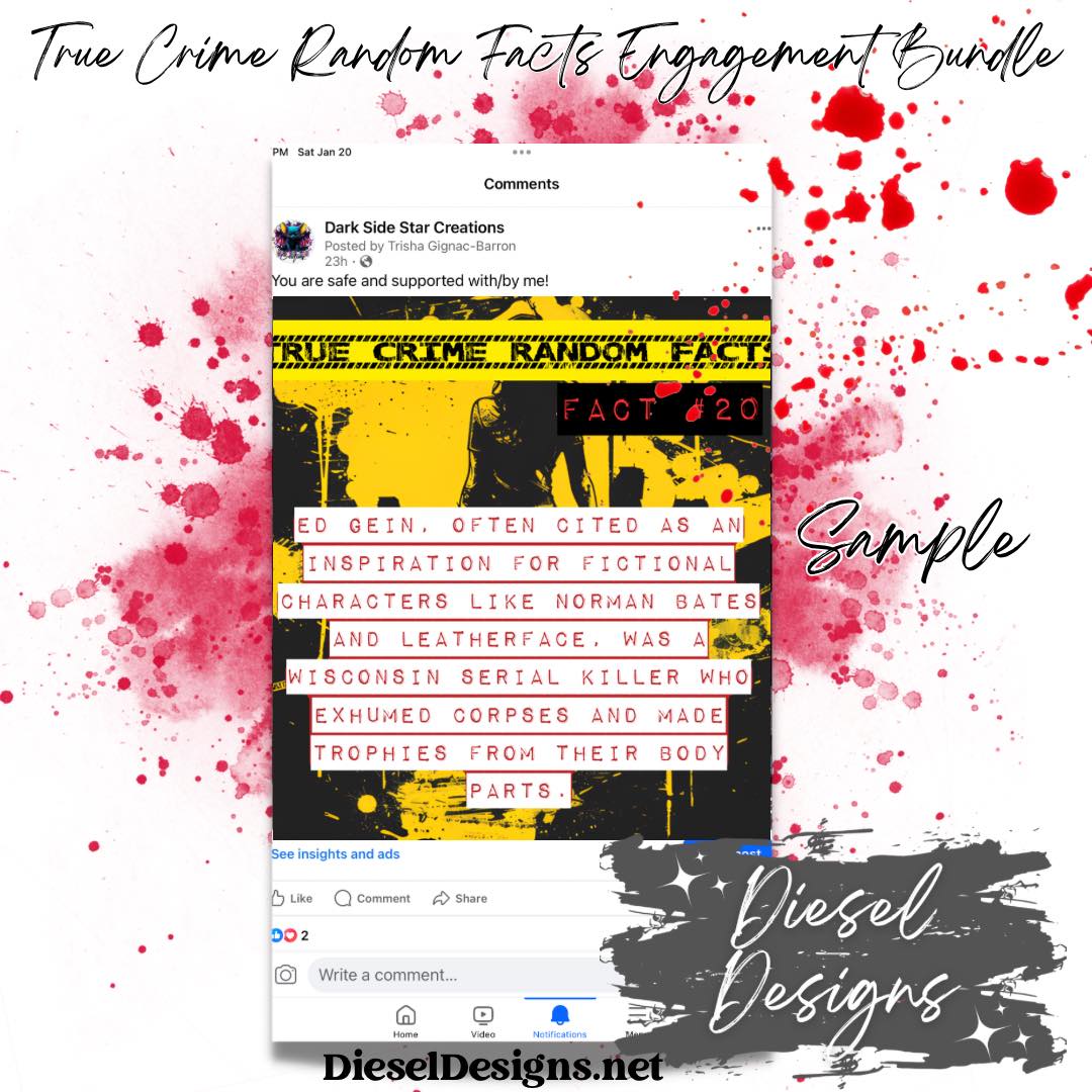 True Crime Random Facts | Engagement graphics | 30 Files | Canva Editable